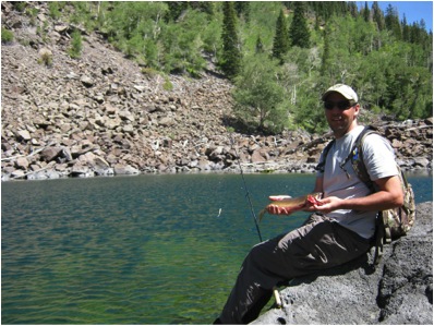 The Professor with a cutthroat trout at Green Lake.