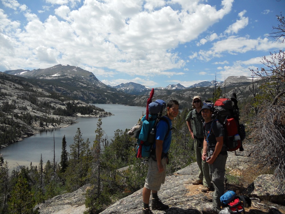 Mr. Soccer, Me, Scuba, and Alces overlooking Raft Lake.
