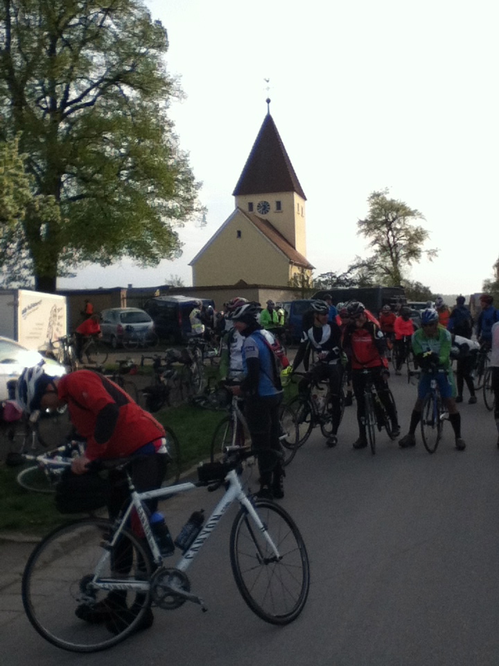 just before the start