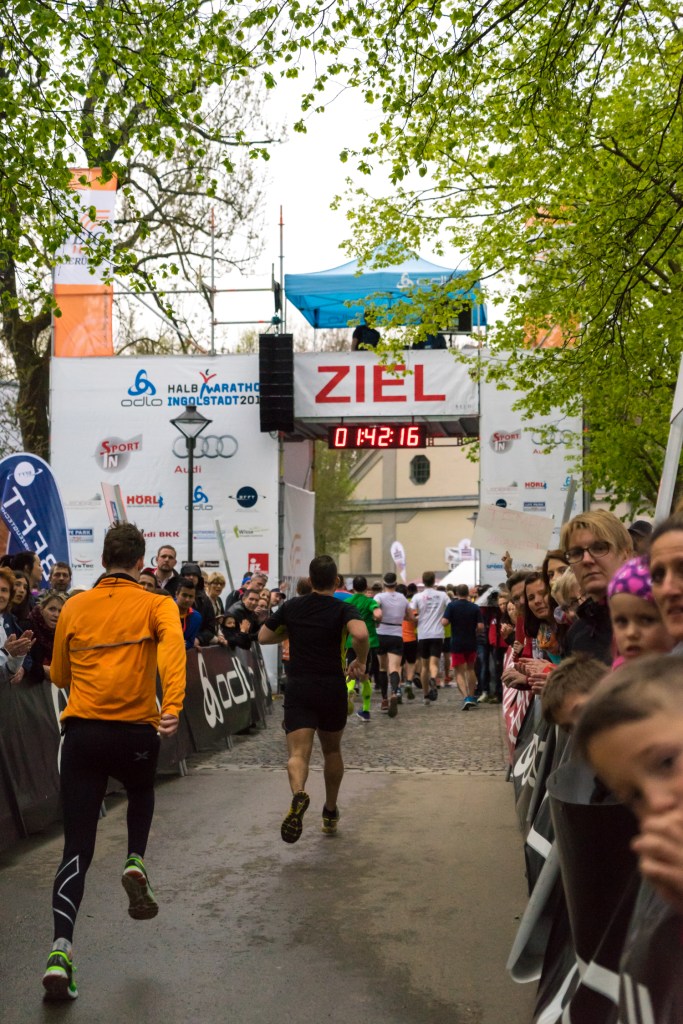 Finish Line! 1 minute behind gun.  